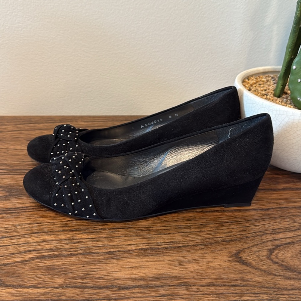 Stuart Weitzman Suede Studded‎ Access Heels Wedge 8N - Picture 5 of 13